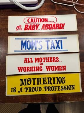 Vintage Bumper Stickers -Caution Baby Aboard/Moms Taxi/Working Women/Mother NOS⁠